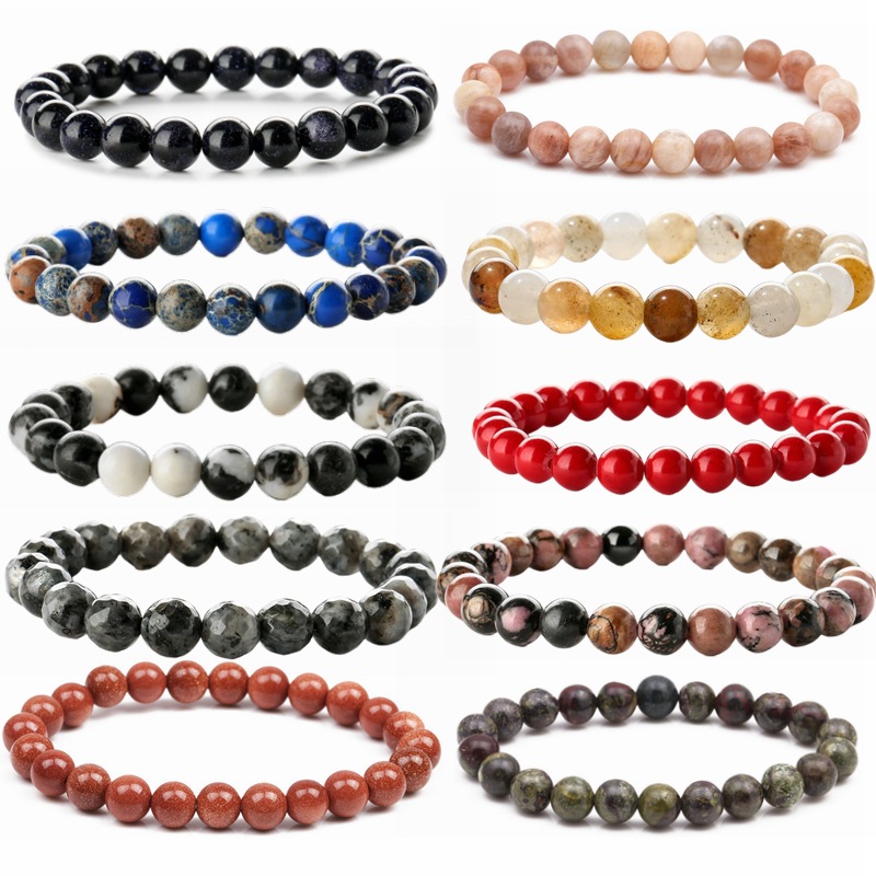 Pulsera de cuentas de piedra natural directa de fábrica piedra emperador línea negra patrón rojo pulsera de ágata pulsera terminada al por mayor