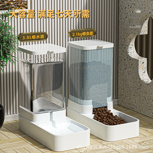 Pet Automatic Feeder Cat Drinker Dog Bowl Medium Dog Water Feeding Basin Combination Grain Storage Barrel