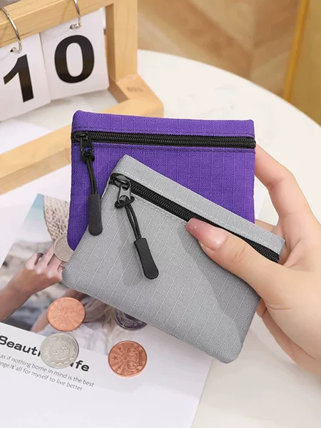 Solid Color Canvas Mini Coin Purse for Storing Cards and Coins, Waterproof Document Pouch for Cross-Border Use, in Stock