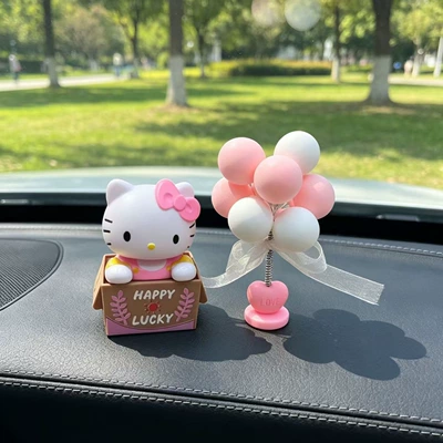 Car ornaments creative cute solar car - pink-cat-balloon