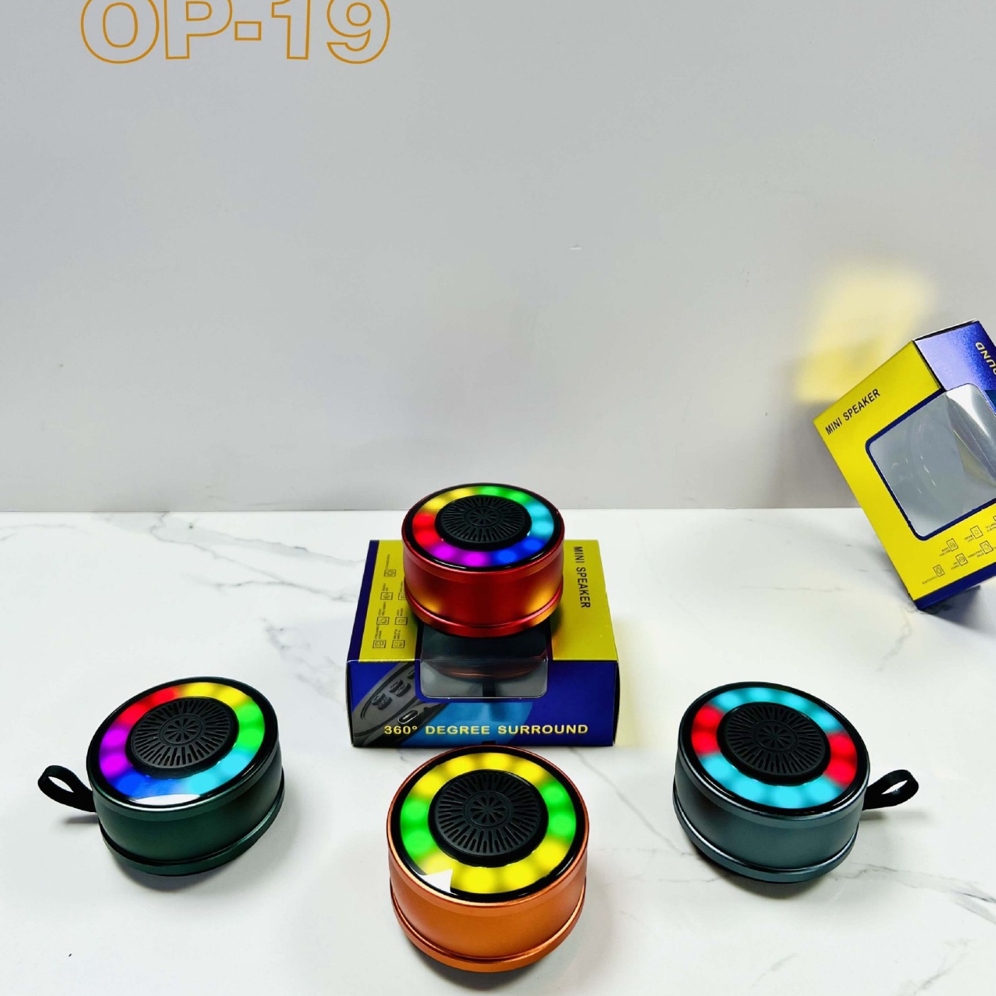 Op-19 Bluetooth Speaker Mini Outdoor Card-Insertable Heavy Bass Aluminum Alloy Rgb Running Light Mini Steel Cannon Speaker