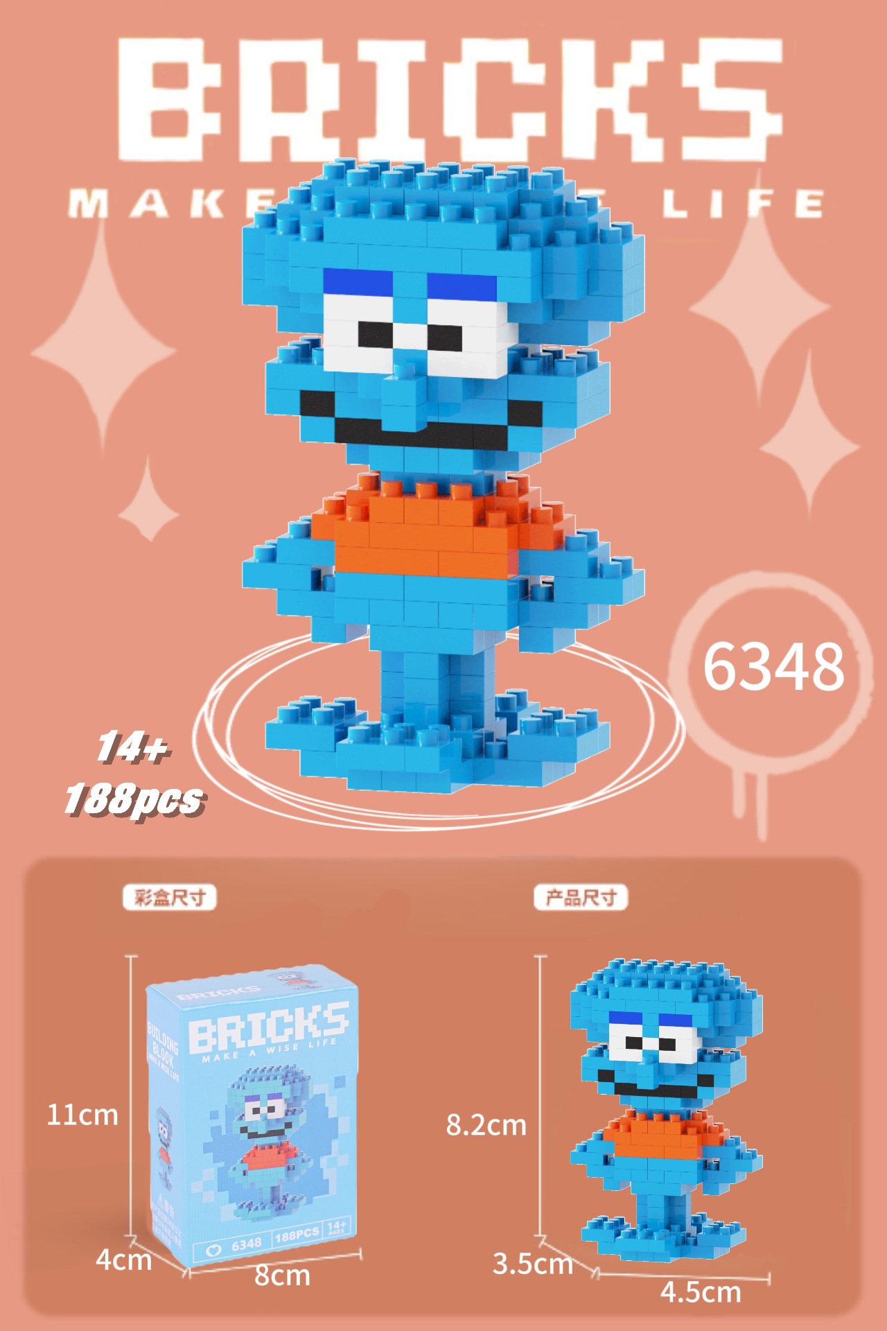 Juguetes de muñeca de dibujos animados de bloques de construcción de micropartículas educativos para niños Compatible con Lego para niños y niñas