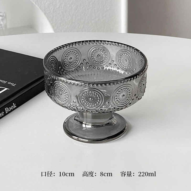 Inswind vertical taza de helado de pies altos taza de postre de vidrio taza de pudín de helado taza de té de la tarde taza de agua de azúcar taza de yogur