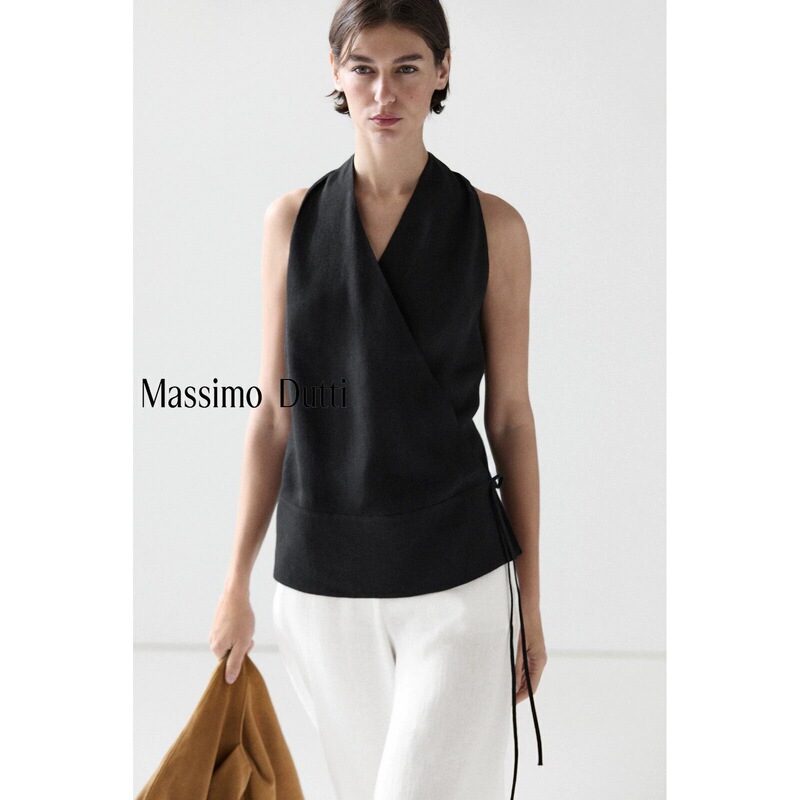 Summer New Style Massimo Dutti 2026 Women's Urban Commuting Style Cross-Draped Detail Belt Top Summer New Style Massimo Dutti 2026 Women's Urban Commuting Style Cross-Draped Detail Belt Top