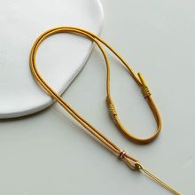 新中式八宝罗盘编织绳沙金转运珠吊坠长款项链项链绳高端金饰挂绳