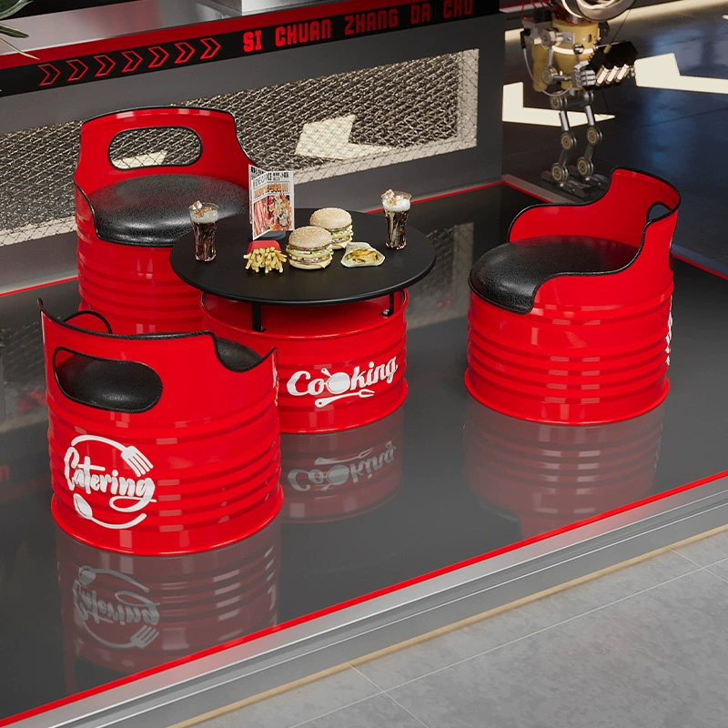 Стол и стулья в стиле держателя для карт, молочный чай, магазин, креативный интернет-салон, кафе, промышленный бар, комбинация из масляной бочки и железного искусства