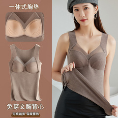 3893 German velvet invisible fixed cup underwear for autumn and winter heating warm one-piece no bra required slimming base top