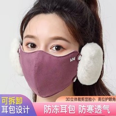 冬季保暖口罩可拆卸耳罩防寒防风加绒骑行面罩