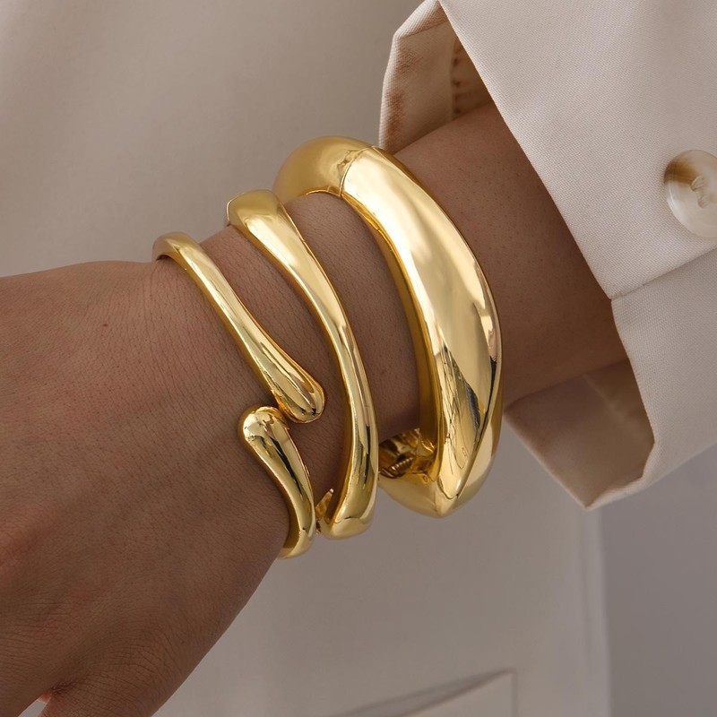 欧美跨境爆款夸张ins小众设计感金属光面手镯几何个性手饰braclet|undefined