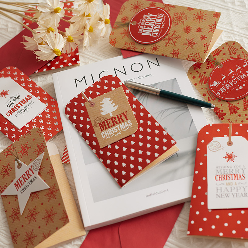 Tarjeta de Navidad Elevadora de Navidad Decoración Colgante Caja de regalo Accesorios de embalaje Tarjeta de mensaje Tarjeta postal manuscrita image 3