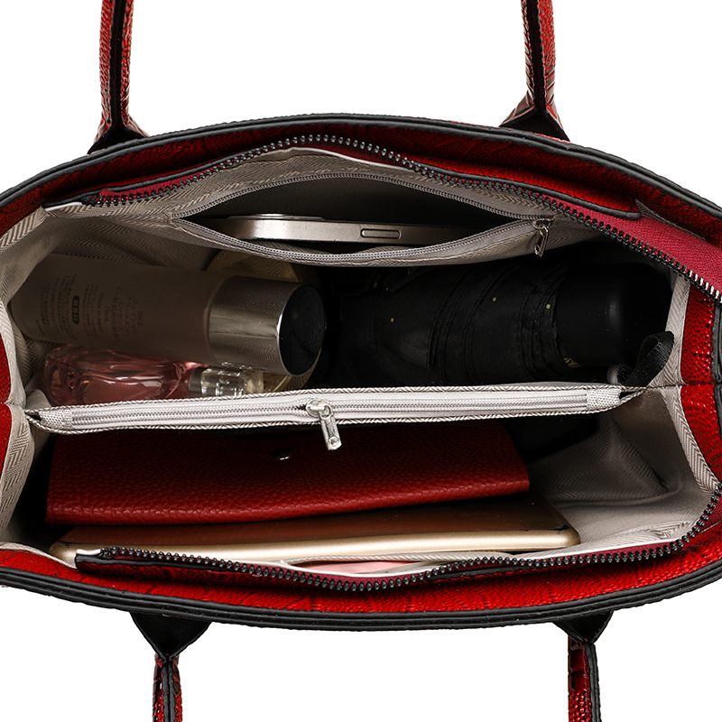 Bolsas de mujer transfronterizas nuevas bolsas de comercio exterior retro tres piezas bolsas de mano con patrón de lagarto bolsas de hombro