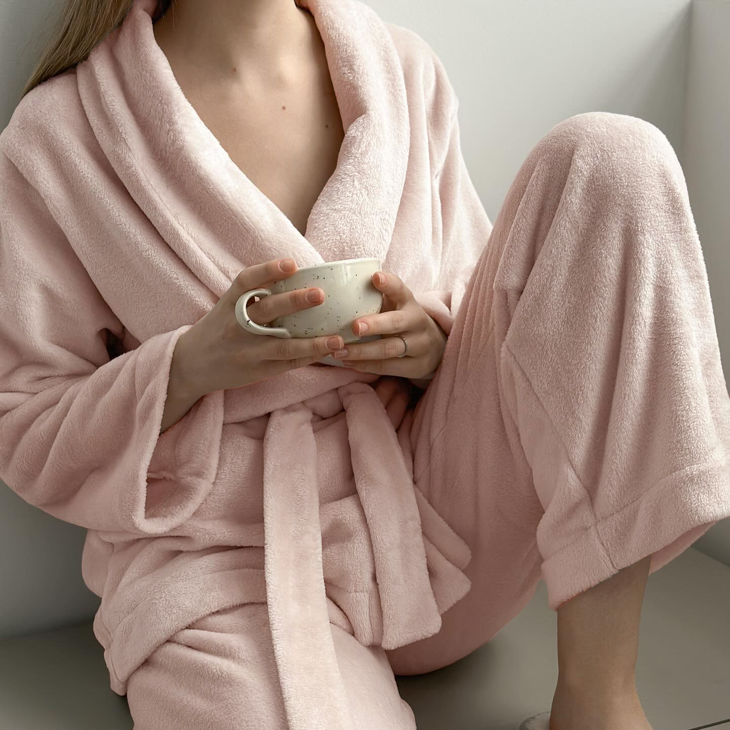 Autumn flannel knitted solid color pijama