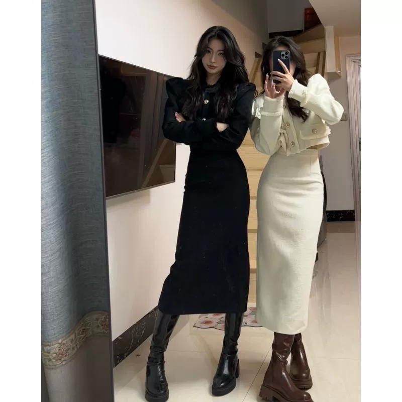 Демисезонный осенний комплект, пиджак, платье, стиль Chanel, 2024 год, французский стиль