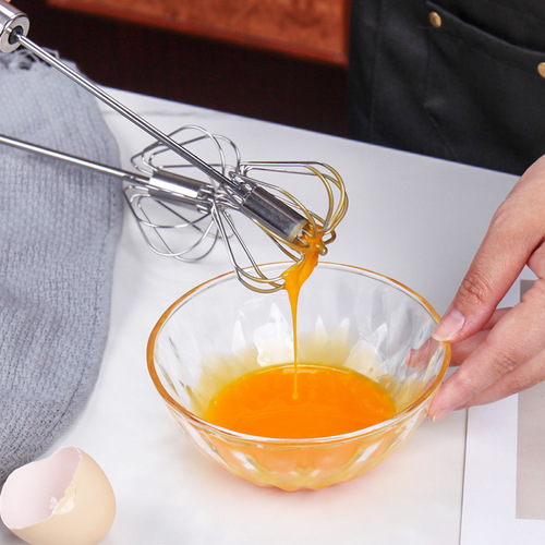 Stainless steel semi-automatic push-type egg beater egg cream rotating mixer kitchen baking gadget