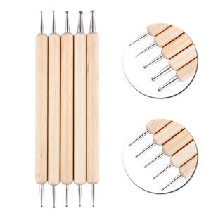 Wooden rod point flower needle 5 sets of nail pen double point drill pen pressure line pen point pen 