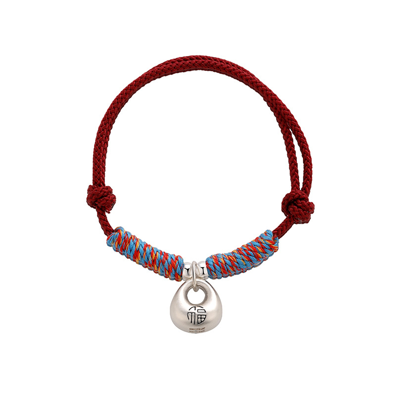 Silver Tuotuo 999 Bolsa de bendición de grasa de plata esterlina Pulsera de cuerda roja tejida Pareja femenina Novias 2025 Regalo de cuerda de mano de Año Nuevo