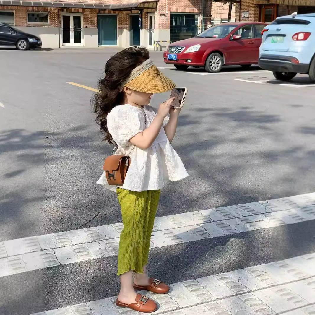 Doll, green flared trousers, set, Korean style