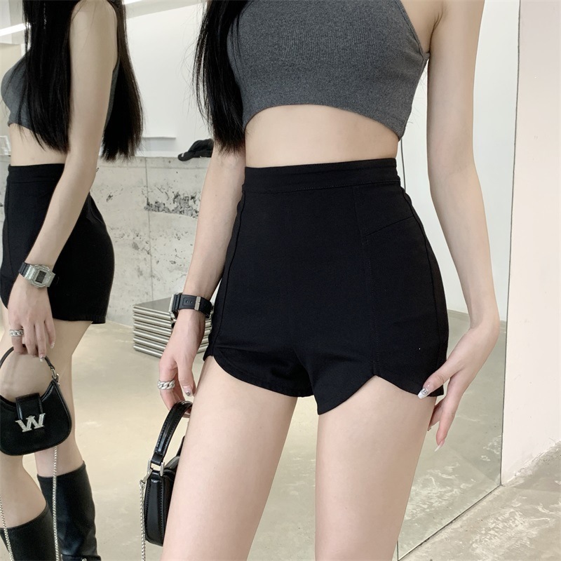 黑色辣妹超短裤女高腰显瘦休闲裤夏季设计感修身包臀热裤短裤子潮