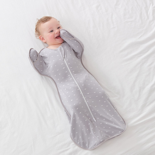Newborn baby surrender-style anti-jump sleeping bag for male and female babies Modal swaddle anti-kick quilt thin spring and summer
