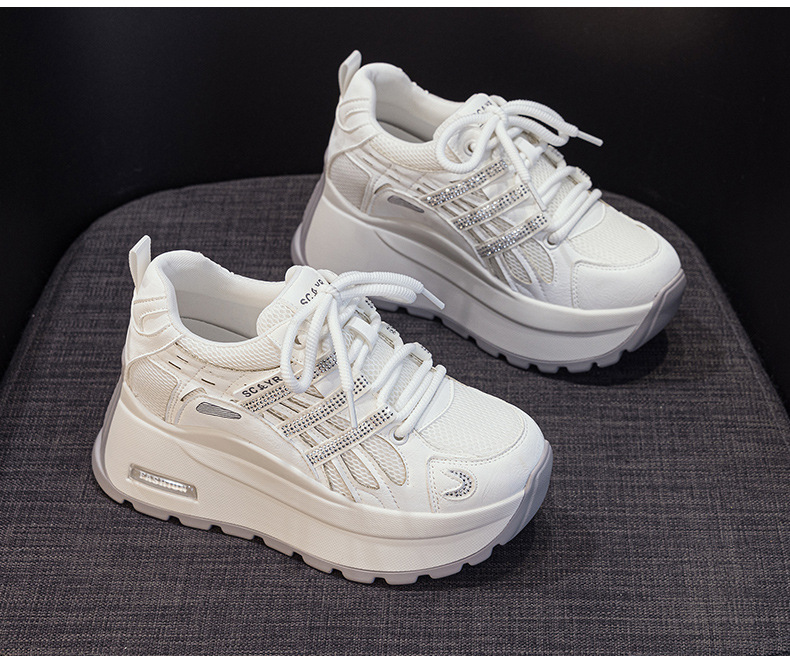 Giày sneaker nữ đế dày tăng chiều cao lưới thoáng khí mùa hè — Tím 5039, Trắng 5039, Vàng 5039 chi tiết 20