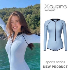 女性用水着、スモールウォーター、新作ワンピース、長袖、お腹カバー、痩身、コンサバティブ水着、プール、高級感