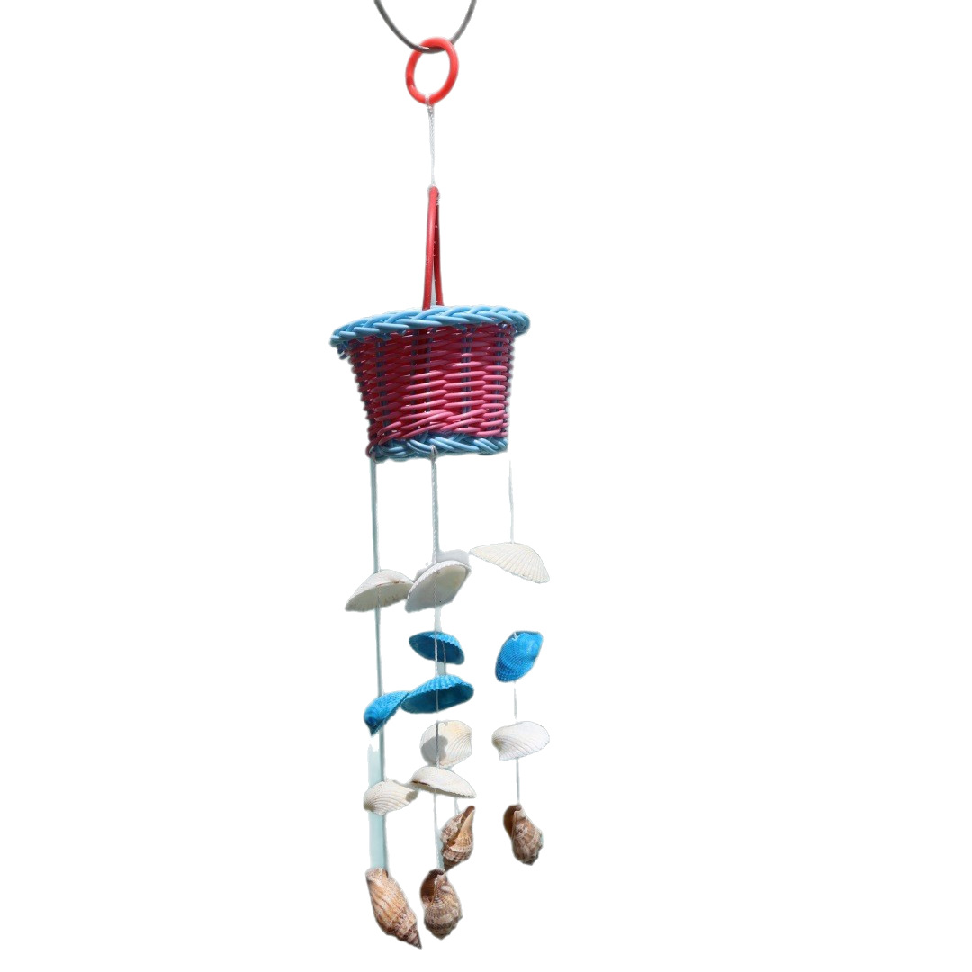 Small Blue Flower Shell Wind Chime Creative Hanging Decoration_voghion.com