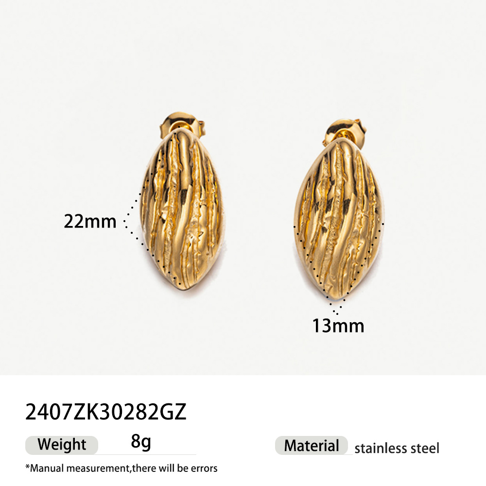 TENA transfronterizo de alta calidad texturas plegadas pendientes de acero inoxidable mujeres estilo de diseño de nicho simple pendientes de acero de titanio