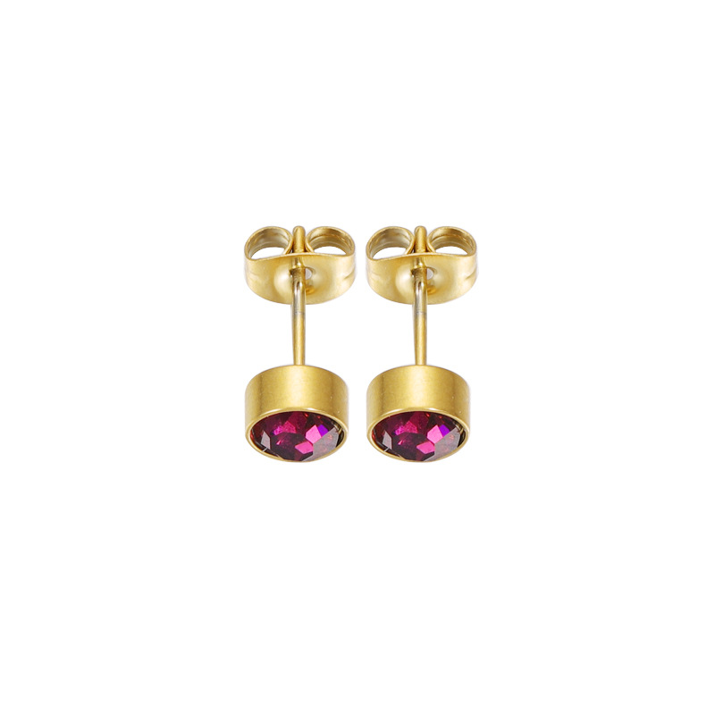 Fashion Geometric Stainless Steel Inlay Birthstone Ear Studs 1 Pair display picture 16