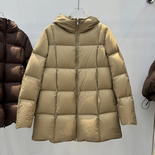 跨境90白鸭绒高端中长款连帽泡芙羽绒服女2025冬季时尚大码面包服