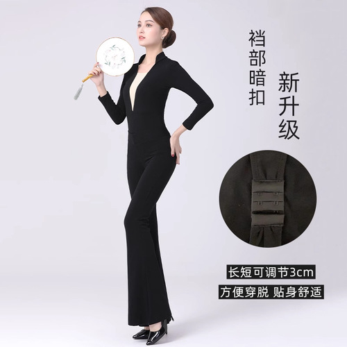 Factory Direct Women's Adult New Cotton Bell-bottom Pants V-neck Short-sleeve Etiquette Training Suit Set