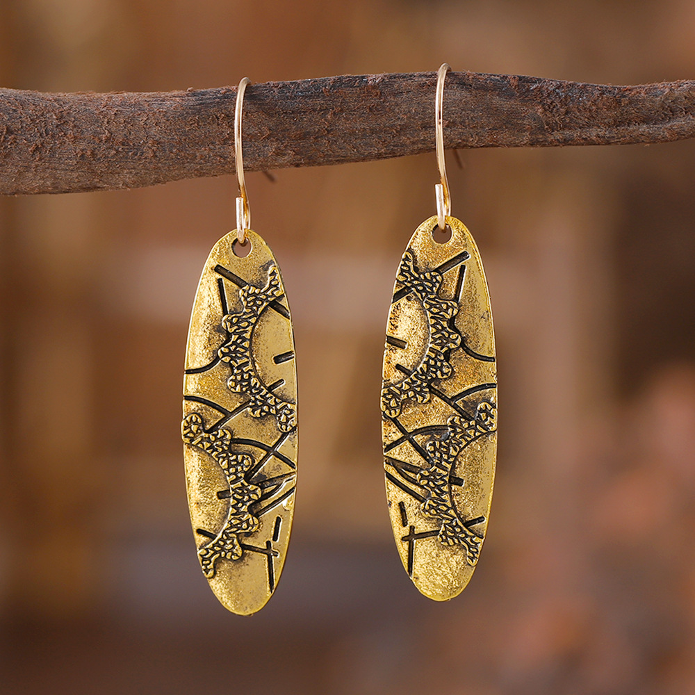 (Cross-border trading), retro ethnic earrings with gears, universal accessory, Aliexpress, ethnic style, print, simple and elegant design