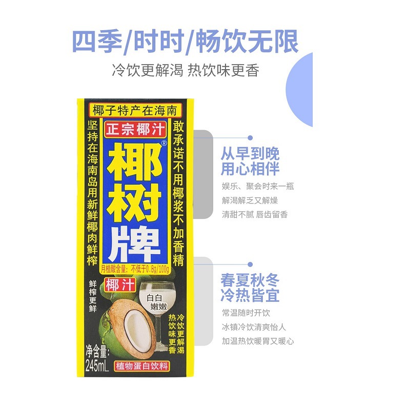 椰树牌椰子汁245ml*6盒植物蛋白饮料海南特产椰汁鲜榨新鲜整件箱 2