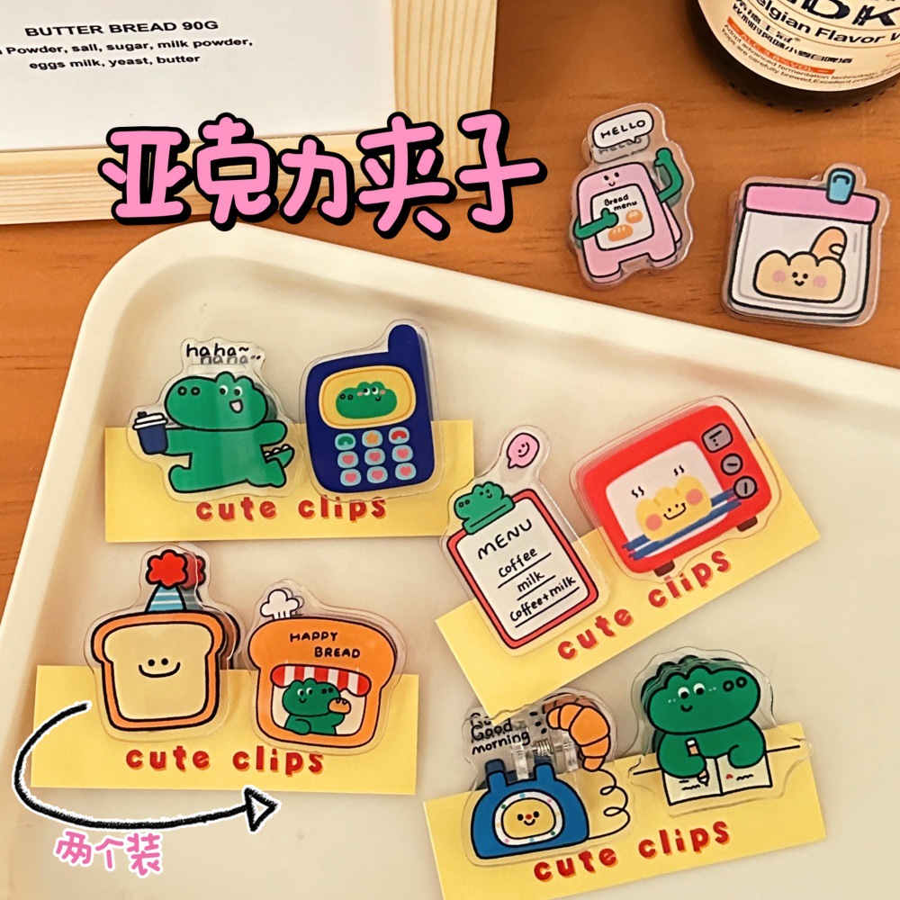 Creativo encantador dibujos animados regalo de decoración papelería sello clip acrílico para chicas