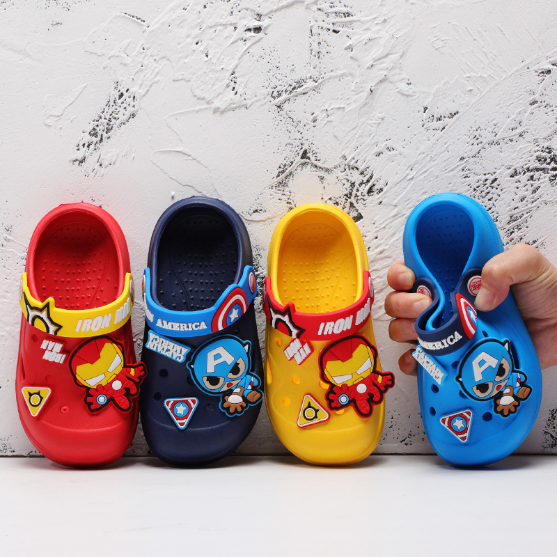 Disney Baotou Anti-Collision Iron Man Children's Slippers Summer Indoor Non-Slip Cartoon Toddler Baby Beach Clogs