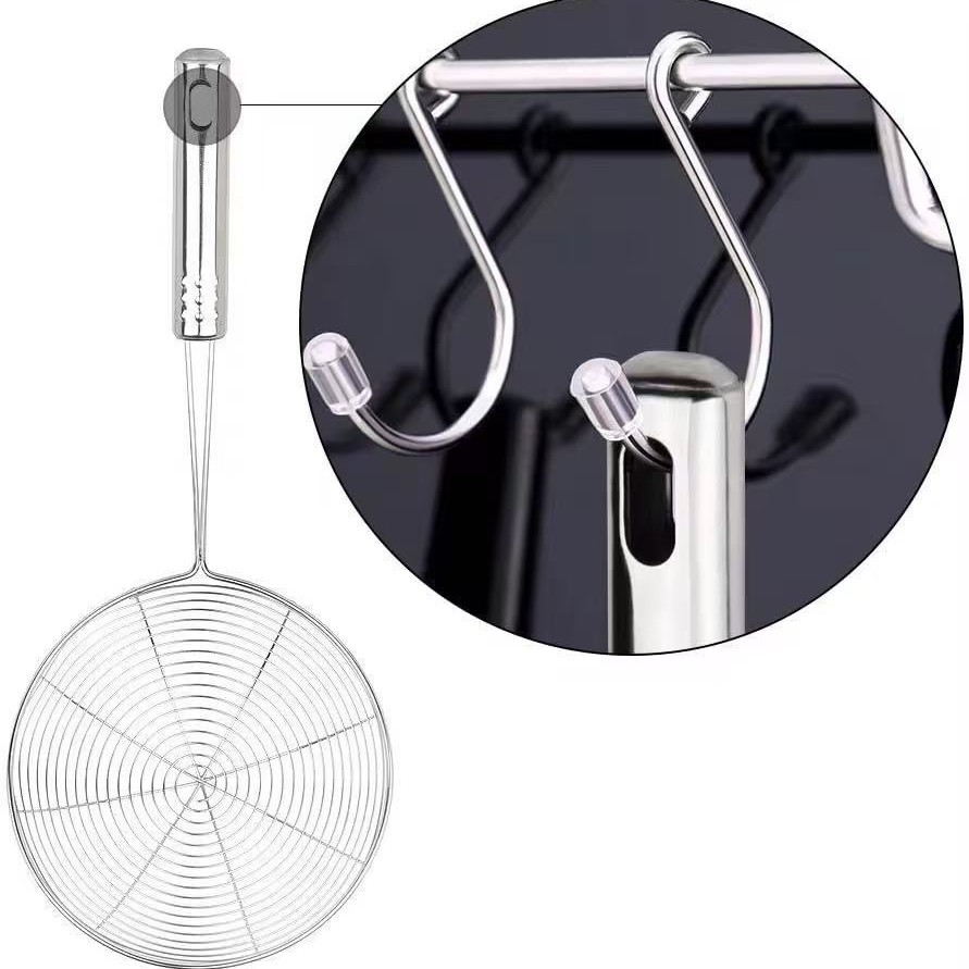 Cuchara de acero inoxidable cuchara de cocina frita cuchara de malla fina cuchara de fideos granja cuchara de filtro cuchara de filtro de malla de bolinillos anticaldado