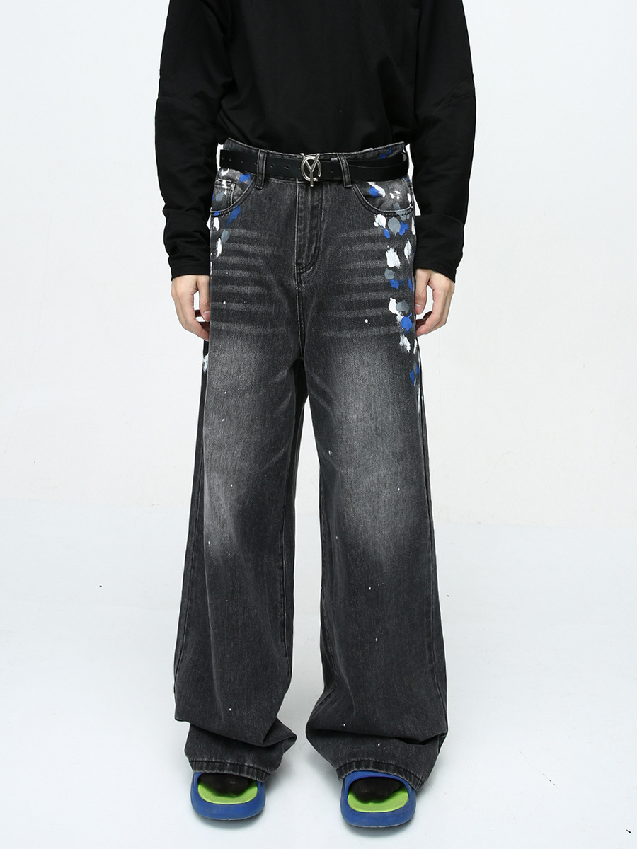 Mtlclothes ropa de Hombre | 2023 otoño diseño sentido nicho High Street hip hop pintura graffiti lavado jeans