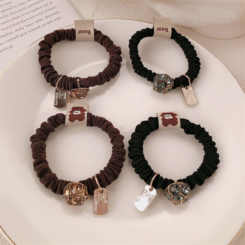 Luz lujosa cuerda de cabello mujer diamante de alta elasticidad y duradero anillo de cabello intestino delgado no daña el cabello cabeza de banda de goma adornamiento para el cabello