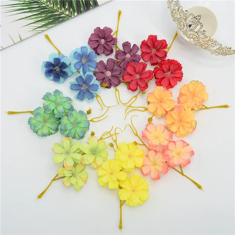 Цветочная композиция из 3 головок в форме звезды, имитация цветов сакуры, для древних костюмов Ханьфу, головной убор для выпускного вечера, материал для рукоделия, этнический головной убор, изготовление заколок для волос