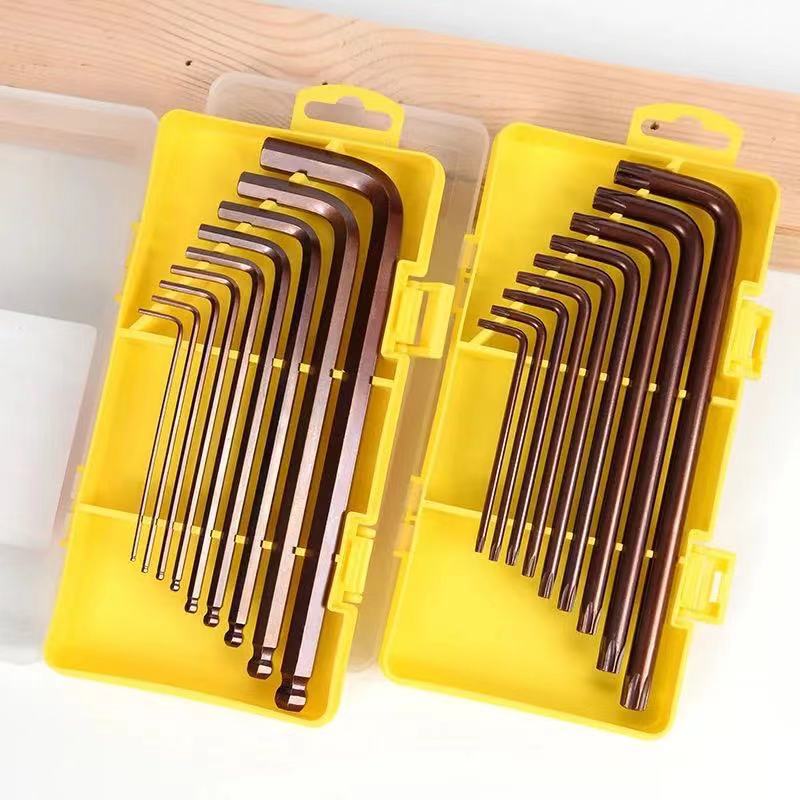 Inner hexagonal wrench set, universal inner hexagonal wrench, 9-piece set, hexagonal wrench, screwdriver combination, automatic