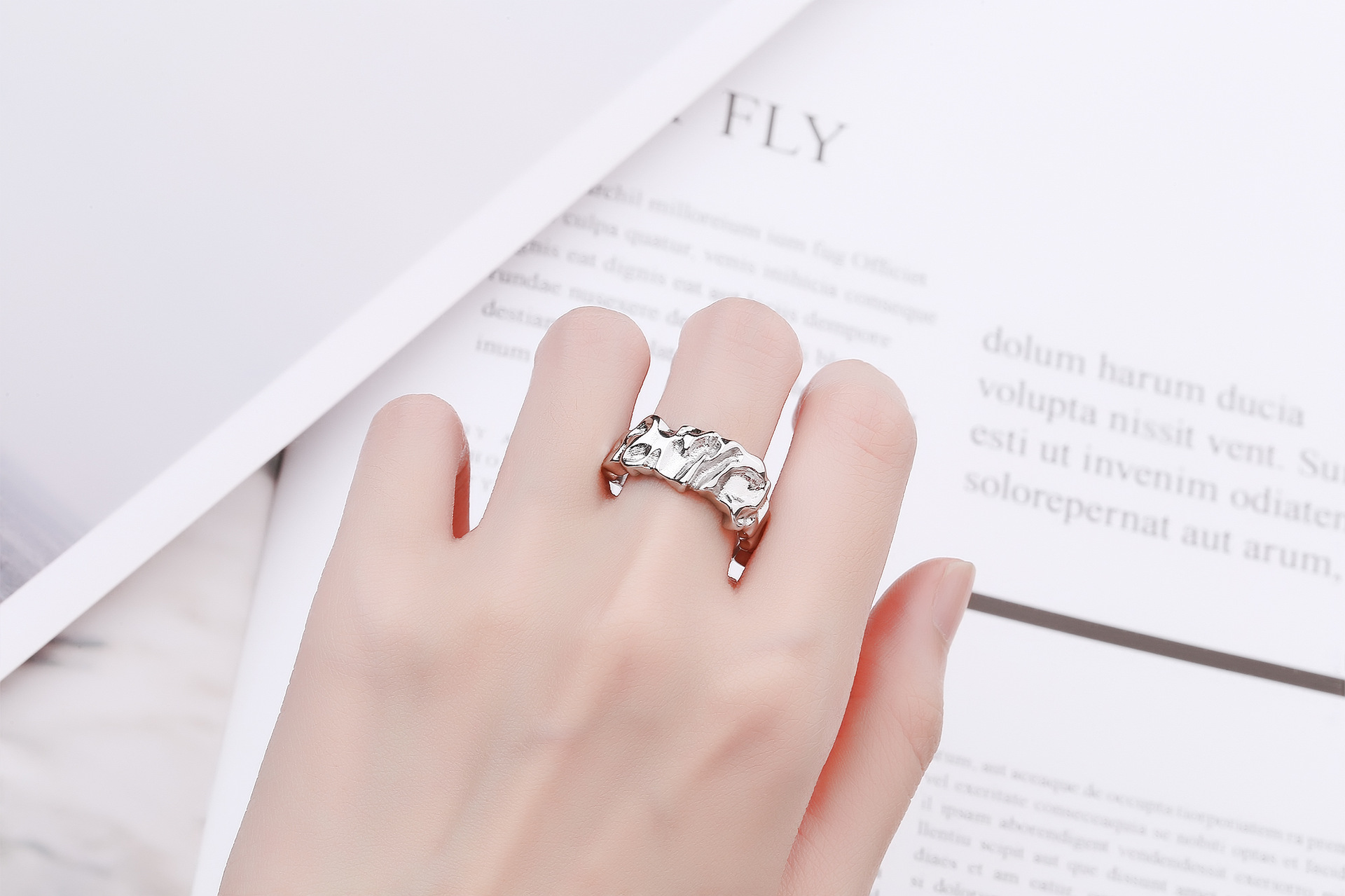 Retro Geometric Copper Pleated Rings