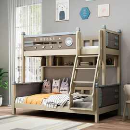 简约储物儿童房梯柜次卧家庭床高低床两层家用爬梯双层上下铺床