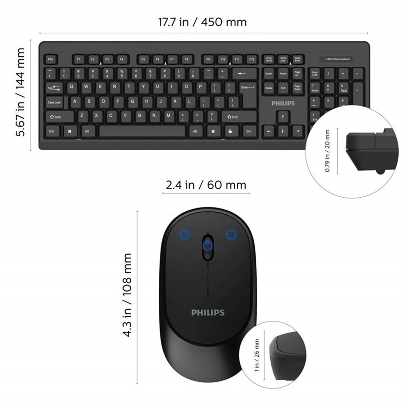 フィリップスSPT6324無線キーボードマウスセット一体機コンピュータオフィス無線キーマウス卸売り|undefined