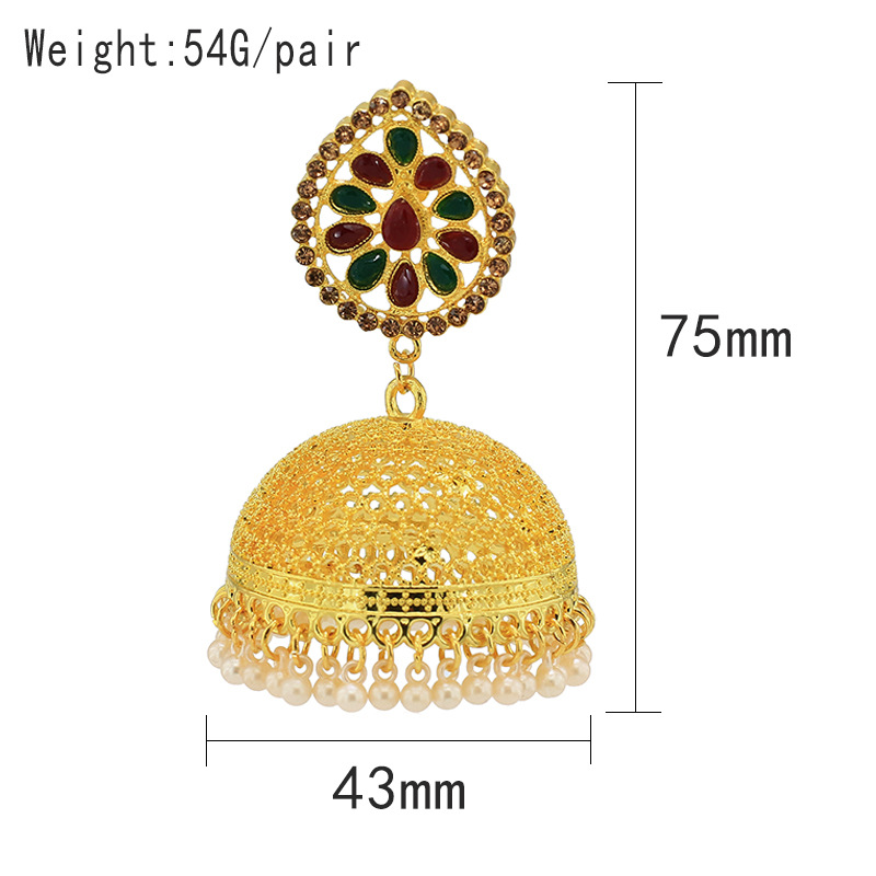 Style Vintage Les Gouttelettes D'eau Cloche Perle D'imitation Alliage Patchwork Incruster Strass Femmes Boucles D'oreilles display picture 1