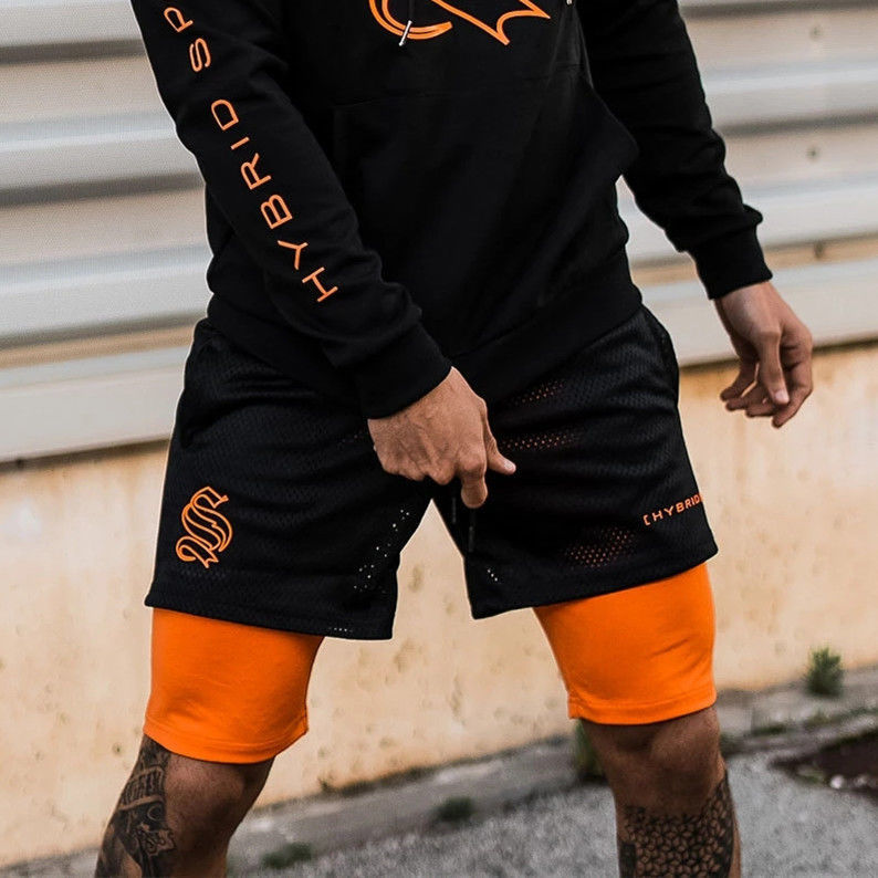 pantaloncini da uomo Pantaloncini sportivi alla moda a doppio strato per allenamenti da basket da uomo, capri fitness_voghion.com