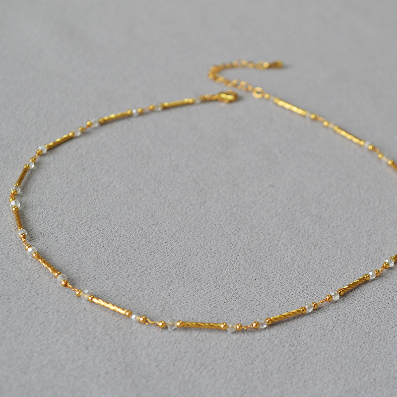 Solid Color Pattern Women's Copper Brass Beaded Solid Color Necklace Brass Jewelry
