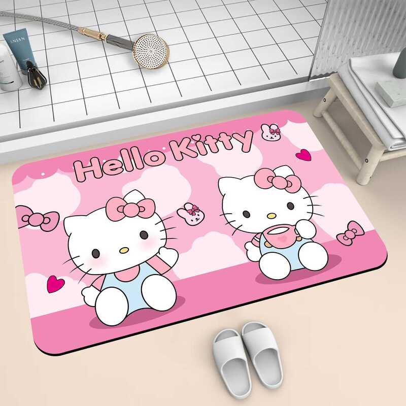 HelloKitty卡通硅藻泥地垫浴室吸水防滑脚垫卫生间耐脏易打理地垫|undefined