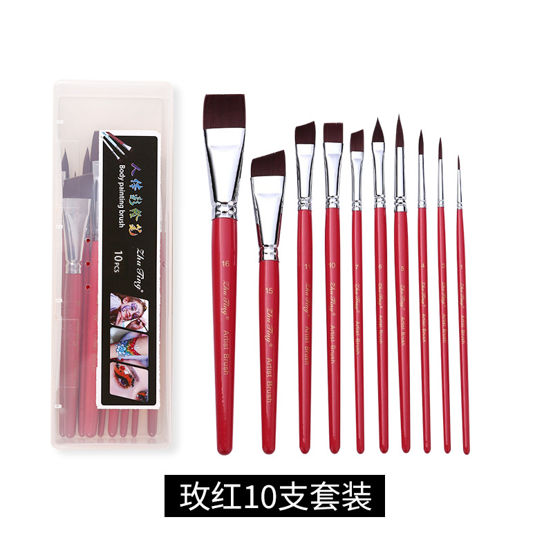 Cepillo especial para pintura facial, pincel, juego de 17 bolígrafos de gancho, bolígrafos en relieve, cepillos de fila, picos planos, picos oblicuos, pétalos