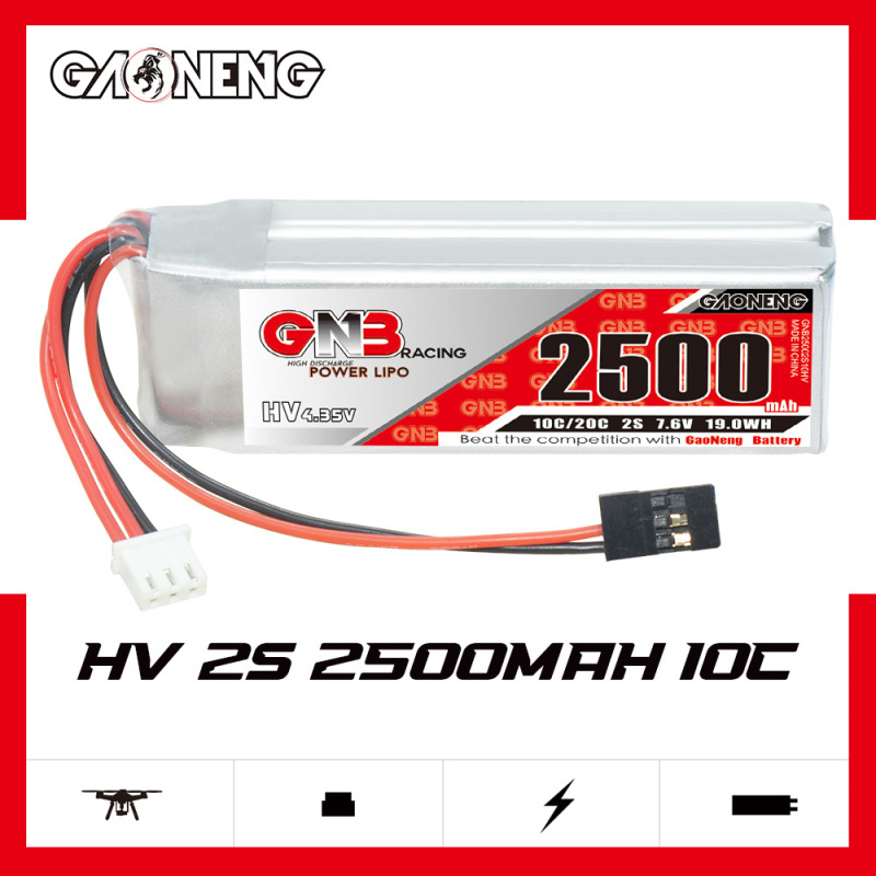 GNB High Energy 2500mAh 2S 7.6V 10C Remote Control Car ReCeiVer Radio DriVe SerVo Lithium Battery HV