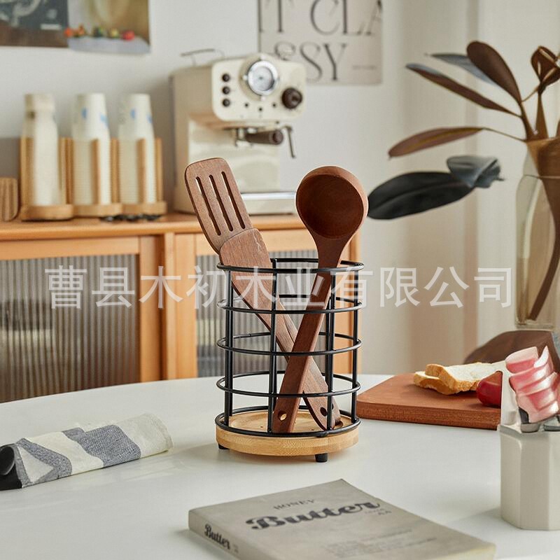 Soporte de pared para cucharas y palillos con drenaje multifuncional