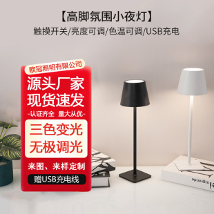 Amazon Cross-border High Foot Metal Table Lamp Bar Cafe Atmosphere Lamp Nightlight Charging Touch Decorative Table Lamp